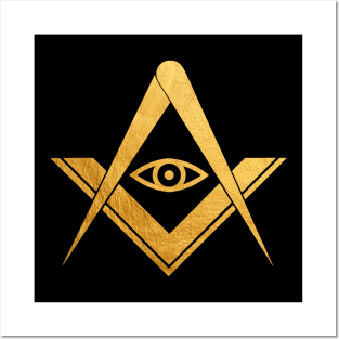 Freemasonic Gold All seeing eye Symbol Posters and Art